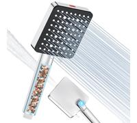 YEAUPE PRO Pomme de douche carrée haute pression avec filtre à eau dure pour le nettoyage, 6 + 1 modes de pulvérisation pour éliminer le chlore résiduel