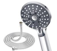 YEAUPE PRO Pomme de douche et tuyau, tuyau en acier inoxydable de 1,6 m, haute pression, 6 modes, rond grand (Φ100 mm), débit puissant, pommeau de douche électrique universel pour salle de bain, G1/2