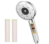 YEAUPE PRO Pommeau de Douche avec 25 Étapes Filtre, Douche Anti calcaire da φ115mm, 6 Types de Jets Pommeau Deau Haute Pression (Chromé), avec 2 filtres de Pommeau douche,Chromé