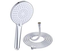 Pommeau de douche avec tuyau de 1,6M, YEAUPE PRO Pommeau De Douche Haute Pression Avec 3 Types de Jets, Pommeau De Douche Anti Calcaire (Φ120 MM), Pommeau De Douche Economie Deau, Chromé