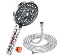 Pommeau de Duche avec tuyau 1,6M, YEAUPE PRO Pommeau de Douche Economie Deau, Pommeau de Douche Anti calcaire Grand (⌀130mm), Pommeau de Douche Haute Pression avec 6 types de jets, Chrome