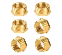 YEAUPE PRO Réducteur en laiton G1/2" à G3/8" (filetage extérieur Ø 20mm x filetage intérieur Ø15,3mm), avec joint d'étanchéité PTFE, 6 pièces,pour les Réducteurs de Tuyaux D'eau