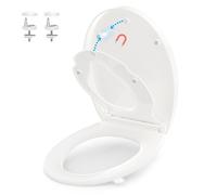 YEAUPE PRO Siège de toilette avec siège enfant intégré, siège de toilette ovale blanc familial à fermeture douce, libération rapide avec charnières réglables, assemblage facile et nettoyage du pot