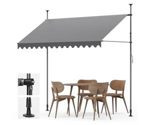 YEAUPE PRO Store banne | Store banne de Balcon sans perçage | Manivelle | Protection UV, Hauteur réglable, Imperméables | Gris (350 x 180 cm)