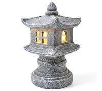 Yeaxxsqy Pagode Japonaise, Statue de Jardin de pagode, lanternes solaires japonaises, Statue Jardin à énergie Solaire, Lanterne en Pierre résine pour décoration extérieure terrasse pelou