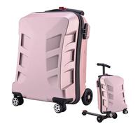 Yeaxxsqy Valise de Scooter muet de capacité pour Enfants avec poignée télescopique, Scooter Pliable avec Multi-Poches pour Voyage, Or Rose, Bagages