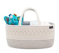 YeaYee Organisateur de couches pour bébé, multifonction, avec compartiments interchangeables, 100 % coton et lin, panier de rangement portable pour couches, cadeau de fête prénatale, noir