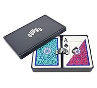 YEBABFIT Copag 1546 Neoteric Design 100% Plastic Playing Cards, Poker Size Green/Red (Jumbo Index, 1 Set)