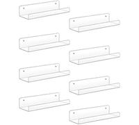 YEBABFIT Sooyee Acrylic Shelves,8 Pack 15 inch Floating Wall Mounted Shelves, Funko Pop Display Case,Invisible Kids Book Shelf,Picture Ledge Shelf Decor Accents,Bathroom Shelves,Clear