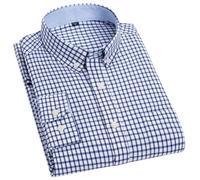 YEBAITOU Chemise à manches longues pour homme Printemps Automne Tissu Oxford à manches longues Patchwork Couleur unie Col carré, 852., M