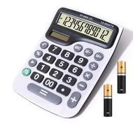 YEBMoo YE8898 Calculatrice de bureau à 12 chiffres avec grand écran LCD et bouton sensible, double énergie solaire et batterie, fonction standard pour le bureau