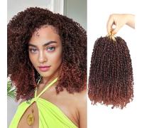 Yebo Yanky Crochet Braids Bouclées 10 Pouces - 8 Paquets 240 Mèches, Cheveux en Fibres Chimiques, Style Passion Twist Afro, Tressage Facile(10inch T350)