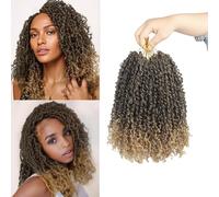 Yebo Yanky Crochet Braids Bouclées 10 Pouces - 8 Paquets 240 Mèches, Cheveux en Fibres Chimiques, Style Passion Twist Afro, Tressage Facile(10inch T27)