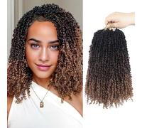 Yebo Yanky Crochet Braids Bouclées 12 Pouces - 8 Paquets 240 Mèches, Cheveux en Fibres Chimiques, Style Passion Twist Afro, Tressage Facile(12inch 1B/4/30)