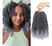 Yebo Yanky Crochet Braids Bou s 12 Pouces - 8 Paquets 240 Mèches, Cheveux en Fibres Chimiques, Style Passion Twist Afro, Tressage Facile(12inch Tgrey)