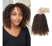 Yebo Yanky Crochet Braids Bouclées 8 Pouces - 8 Paquets 240 Mèches, Cheveux en Fibres Chimiques, Style Passion Twist Afro, Tressage Facile(8inch T30)