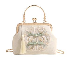 YeBon Sac de soirée rétro en bambou brodé jacquard style chinois, Tangpak, M