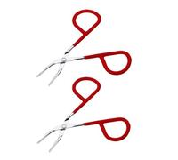 Yebrow Lot de 2 pinces à épiler rouges en acier inoxydable en forme de ciseaux à bout incliné pour femme et fille (couleur aléatoire)