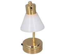 Yechiry 1/12 Scale Dollhouse Miniature Table Lampe, LED Micro Metal Mini Desk Light Golden White with Batterated for Dollhouse Decoration Accessoires Chambre à Coucher