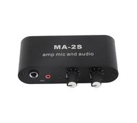 Yechiry Amplificateur de Casque Stéréo Portable 3 Ports de Sortie Préamplificateur ABS en Aluminium pour Haut-Parleur, Microphone Dynamique, Préampli Phonographe, pour Home Studio