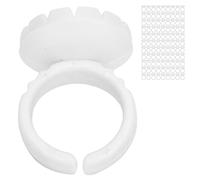 Yechiry Anneau de Colle Jetable pour Extensions de Cils, 100 Pièces, Support Pratique, Améliore l'efficacité, pour un Usage Professionnel et Domestique (Blanc 100 pièces par paquet)