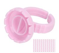 Yechiry Anneau de Colle Jetable pour Extensions de Cils, 100 Pièces, Support Pratique, Améliore l'efficacité, pour un Usage Professionnel et Domestique (Rose 100 pièces par paquet)