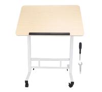 Yechiry Bureau Debout Mobile, Bureau Pliable Portable pour Se Tenir Debout ou Assis, Table de Chevet à roulettes Réglable en Hauteur de 60 à 80 Cm, pour Le Travail, Les études, Les (Érable Blanc)