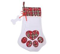 Yechiry Chaussette de Noël Grande Capacité Motif Écossais Créatif Décoration de Chaussette Suspendue avec Une Patte d'animal pour Les Fêtes de Fin d'Année en Famille Sac (Rouge)