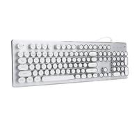 Yechiry Clavier de Jeu Mécanique Rétro, 104 Touches USB Filaires avec Rétroéclairage Mixte, Conception Ergonomique, Touches Clicky Punk pour PC, Ordinateur Portable (White)