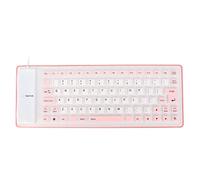 Yechiry Clavier en Silicone Souple et Portable, Enroulable, Filaire, USB, Conception étanche, pour la Maison, Le Bureau et Les Voyages (Pink)