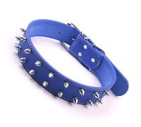 Yechiry Collier de Chien, Style Punk à la Mode Léger avec des Pointes, de de Rivet clouté en Cuir PU Pratique, Idéal pour Les Chiens Moyens à Grands (Blue)