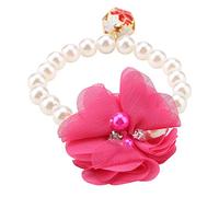 Yechiry Collier de Fleurs en Perles pour Animaux de Compagnie, Collier élastique Durable pour Accessoire de Bijoux pour Chiot, Idéal pour Les Festivals ou Les Fêtes, Boucle Réglable, Violet (Rouge)