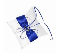 Yechiry Coussin D'alliance carré, Design Double Cœur, pour Mariage (Blue)