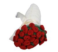 Yechiry Crochet Flowers Rose Bouquet Bounket, 60 Cm Bouennet de Bouquet de Fleurs, Couvertures Romantiques à Lancer en Tricot pour l'anniversaire, Mariage, Décoration Intérieure (Rose Rouge et Blanc)