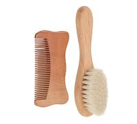 Yechiry Ensemble Brosse à Cheveux et Peigne pour bébé, Brosse en Bois avec Laine Douce, de Massage Douce du Cuir Chevelu avec Prévention des Croûtes de Lait, Idéale pour les Nouveau-nés, les