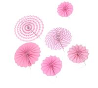 Yechiry Ensemble de 6 Décorations D'éventails en Papier Rose à Suspendre, Décorations D'éventails Ronds en Papier Rose, Adaptés aux Anniversaires, Mariages, Cérémonies de Remise des