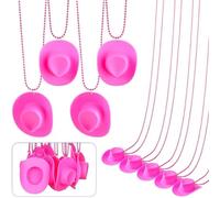 Yechiry Ensemble de Chapeaux de Cowboy Mini et Colliers, 12 Pièces | Construction en plastique, longueur du collier 86 cm, parfait pour les fêtes occidentales, couleurs vives, accessoire de