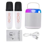 Yechiry Ensemble de Coffre à Sons Microphone Portable, Mini-Haut-Parleur BT karaoké, 2 Microphones, Haut-Parleur sans Fil Extérieur à Domicile, Micro de Poche Vocale Rechargeable avec Connexion