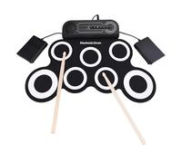 Yechiry Ensemble de Tambours électriques, 7 Coussinets Pratiquer des Tambours avec Une Prise Casque, des Haut-parleurs Intégrés, Un Tampon de Rechargeable Portable avec Pilon et Pédale pour Les