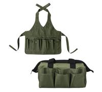 Yechiry Ensemble D'outils de Jardinage, Tablier de Jardinage en Tissu Oxford 600D et Sac de Rangement avec Plusieurs Poches, Organisateur D'outils pour Jardin, Cour, Verger, Potager,