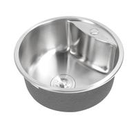 Yechiry Évier à Barre Ronde, 45x45x20cm en Acier Inoxydable Rond Évier de Bol Simple avec Trou de Robinet pour le Bar de la Salle de Bain de la Cuisine