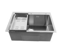 Yechiry Évier de Cuisine à Montage sur le Dessus, Bassin Simple en Acier Inoxydable 304 avec Coussinets de Réduction du Bruit pour Grandes Casseroles, Poste de Travail, Camping-car