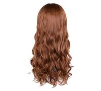Yechiry Extension de Cheveux Synthétiques Ondulés pour un Beau Volume, Longueur de 23,6 Pouces avec 6 Clips pour Femmes Lors D'événements (Brun doré)