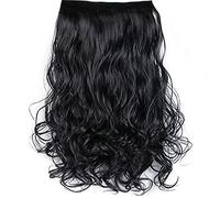 Yechiry Extension de Cheveux Synthétiques Ondulés pour un Beau Volume, Longueur de 23,6 Pouces avec 6 Clips pour Femmes Lors D'événements (BLACK)