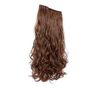 Yechiry Extension de Cheveux Synthétiques Ondulés pour un Beau Volume, Longueur de 23,6 Pouces avec 6 Clips pour Femmes Lors D'événements (brun clair)