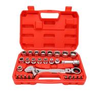 Yechiry Jeu de Clés à Cliquet Réversibles de 19 Mm, Mode de Cliquet 2 en 1, Kit D'outils de clé Réversible à 72 Dents avec Douille Traversante et Boîte de Rangement pour Douille