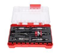 Yechiry Kit de Forets à Fraiser avec Limite D'arrêt de Profondeur à Faible Friction, Profondeur Réglable étagée pour Vis Dissimulées Bois Métal Tête Conique Rouge