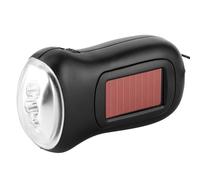 Yechiry Lampe de Poche Solaire à Manivelle LED, Torche Dynamo D'urgence pour le Camping et L'extérieur, Noire 9x5cm