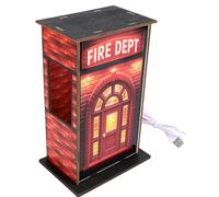 Yechiry Lampe de Table Rétro de Caserne de Pompiers pour Chambre à | Veilleuse LED chaude, bois de pin, conception de mur de briques, mini lampe de bureau pour pompiers, collectionneurs