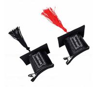 Yechiry Lot de 2 Pinces à Cheveux pour Bonnet de Remise de Diplôme, Mini Bonnet de Doctorat avec épingles à Cheveux, Pinces à à Pompon Noir, or et Argent pour Accessoires de